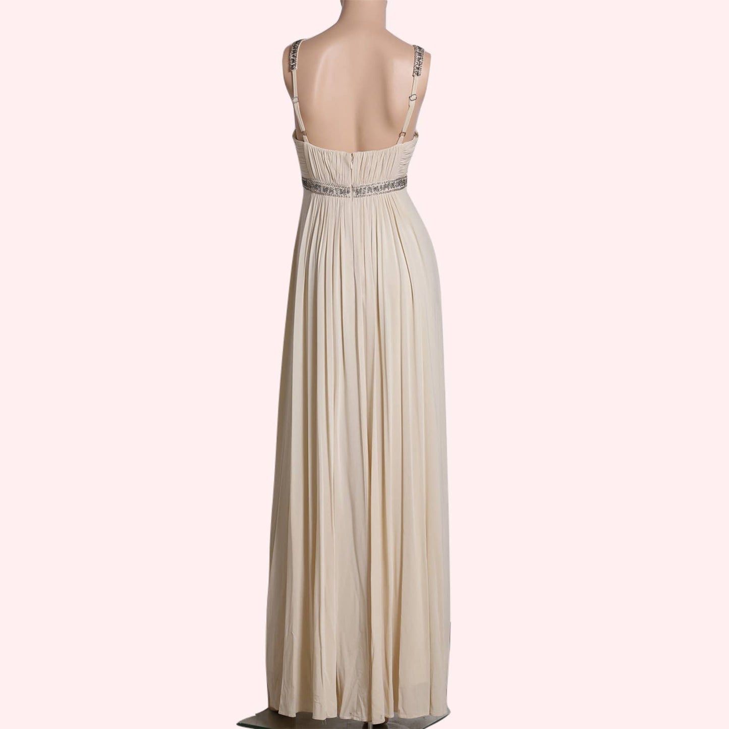 BCBGMAXAZRIA Embellished Cream Evening Gown / Maxi Dress