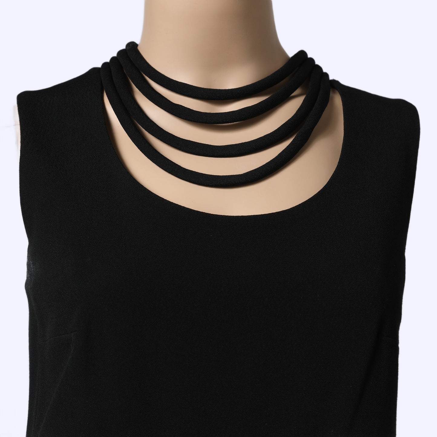 DIANE VON FURSTENBERG Black Sleeveless Necklace Detail Sheath Dress