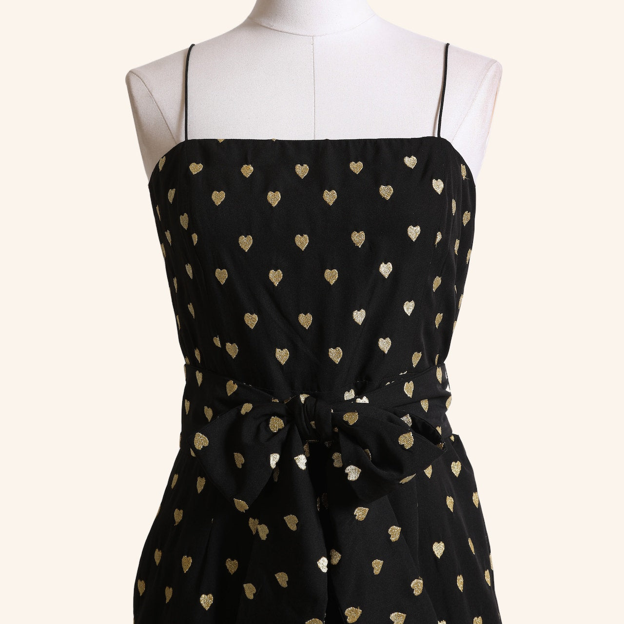 TOPSHOP KATE MOSS Vintage Black and Gold Heart Print Mini Romper