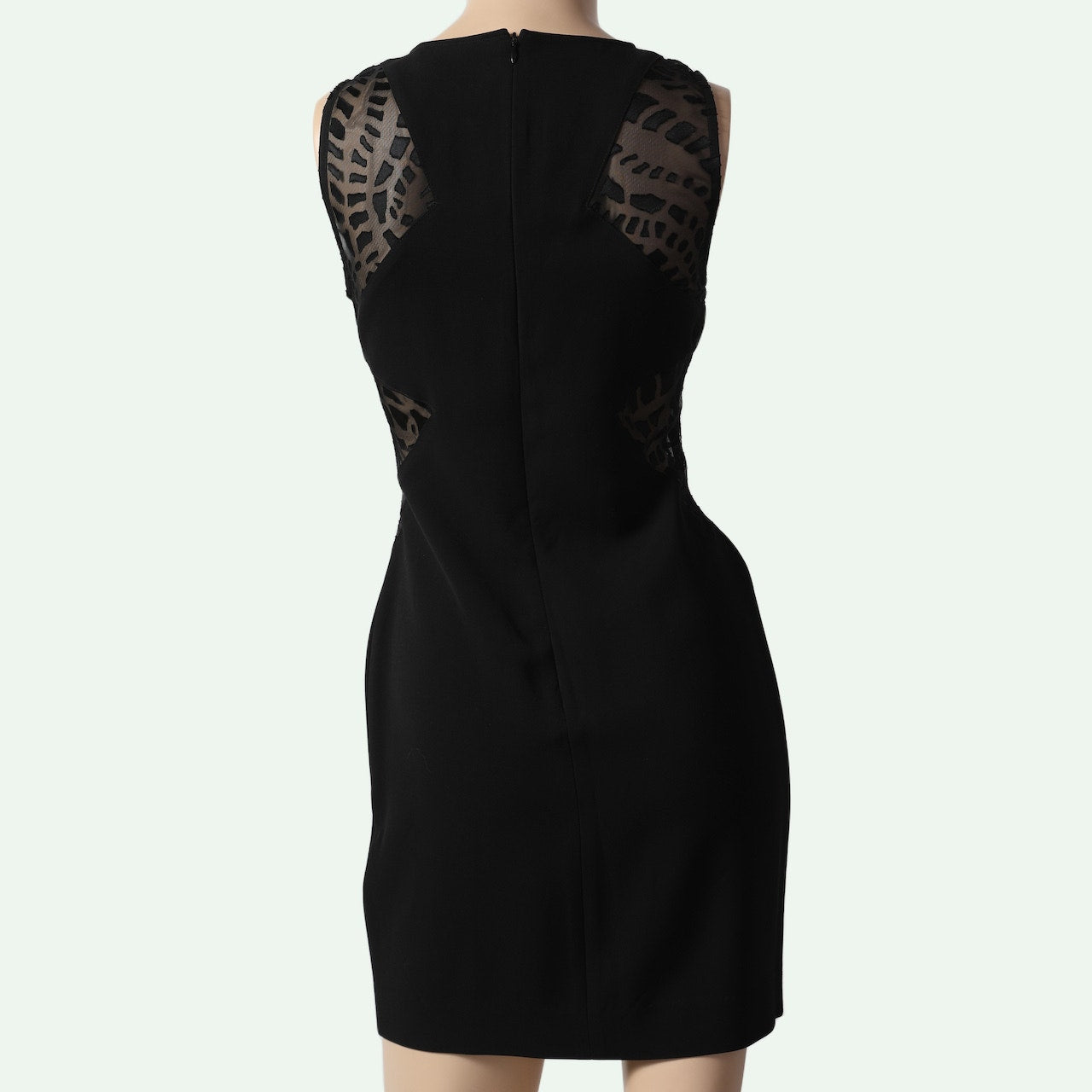 RACHEL ZOE Black Mesh Cut-Out Sheath Mini Dress