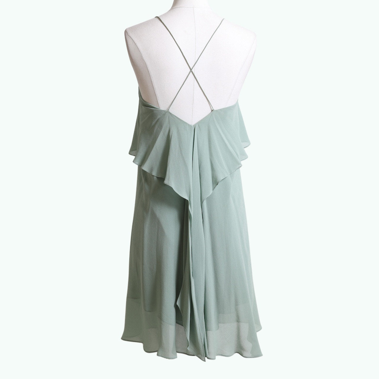 JOSEPH Vintage Mint Green Silk Ruffled Sleeveless Mini Dress