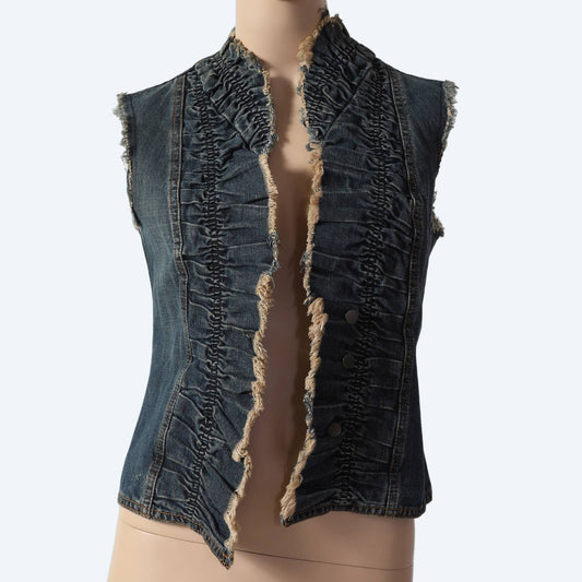 PLEIN SUD JEANS Vintage Denim Pleated Vest