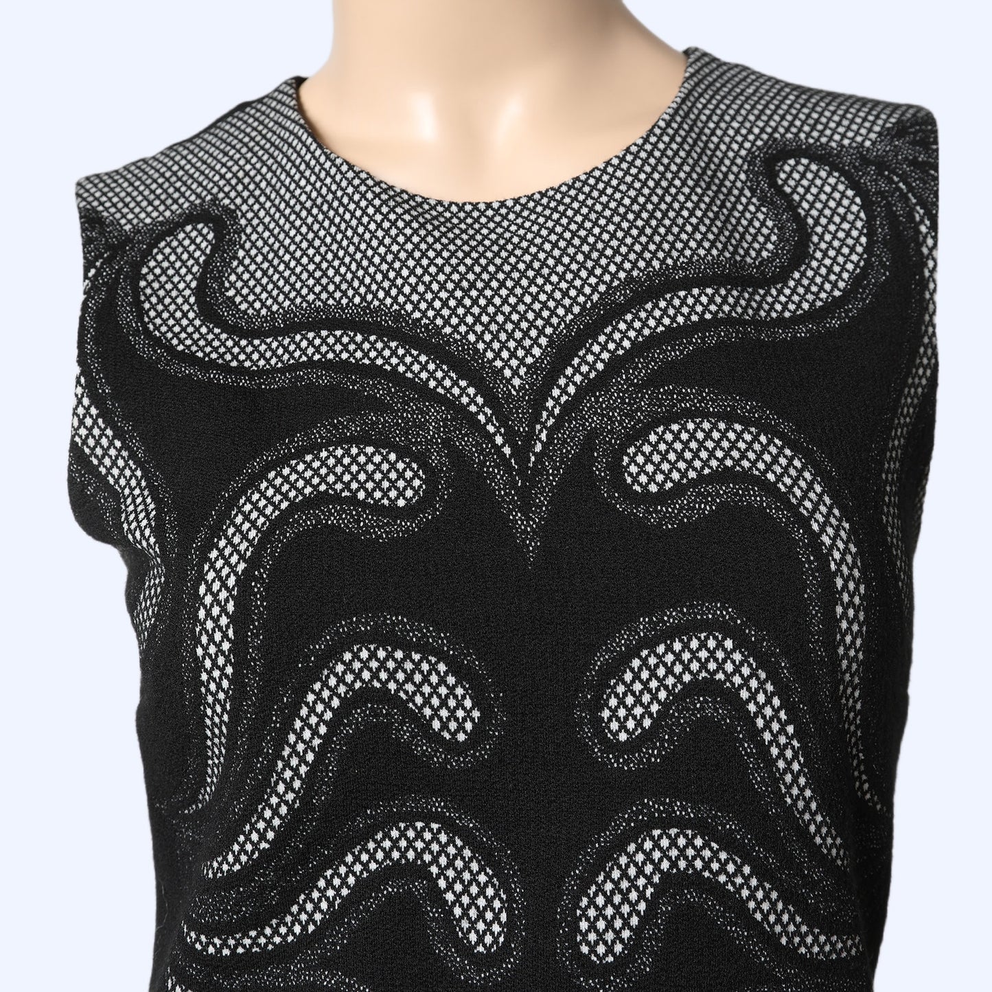 DIANE VON FURSTENBERG Stagewave Black Geometric Knit Wool Blend Sheath Dress