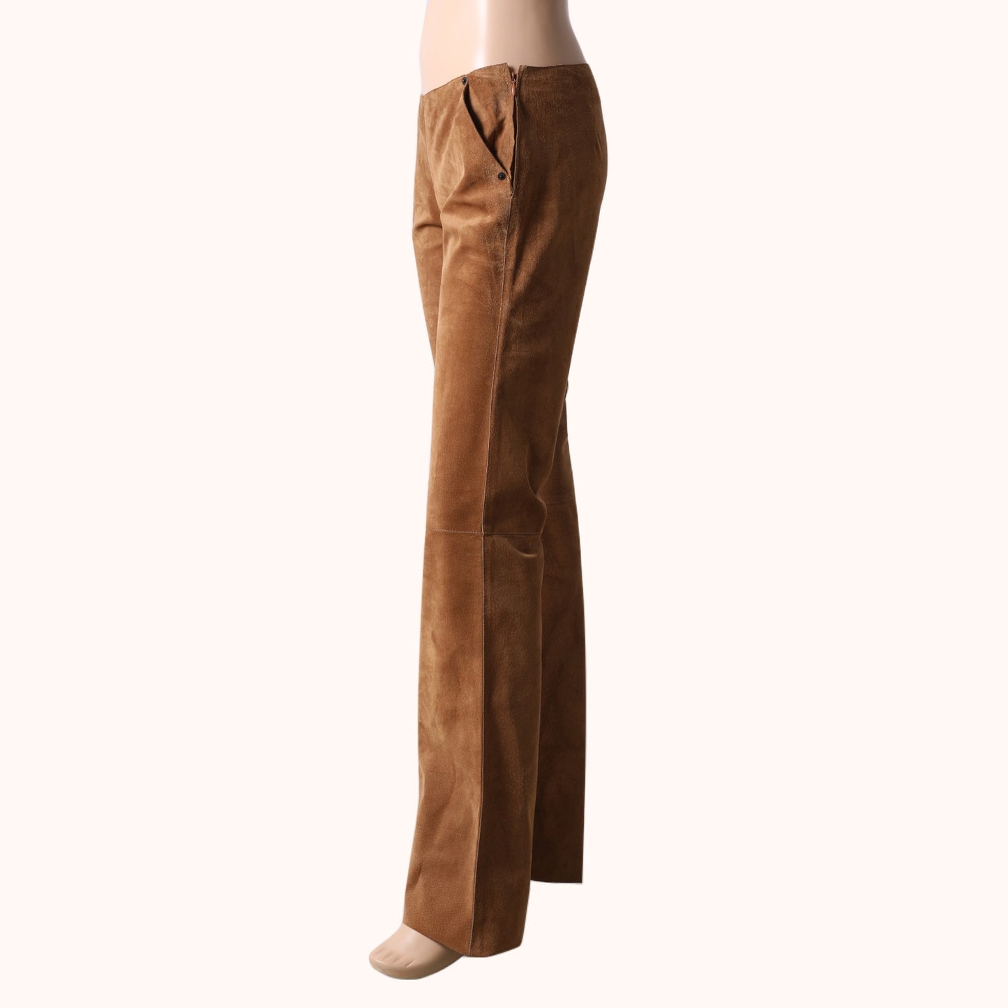 VIVIENNE TAM Vintage Y2K Brown Suede Flare Low Rise Pants