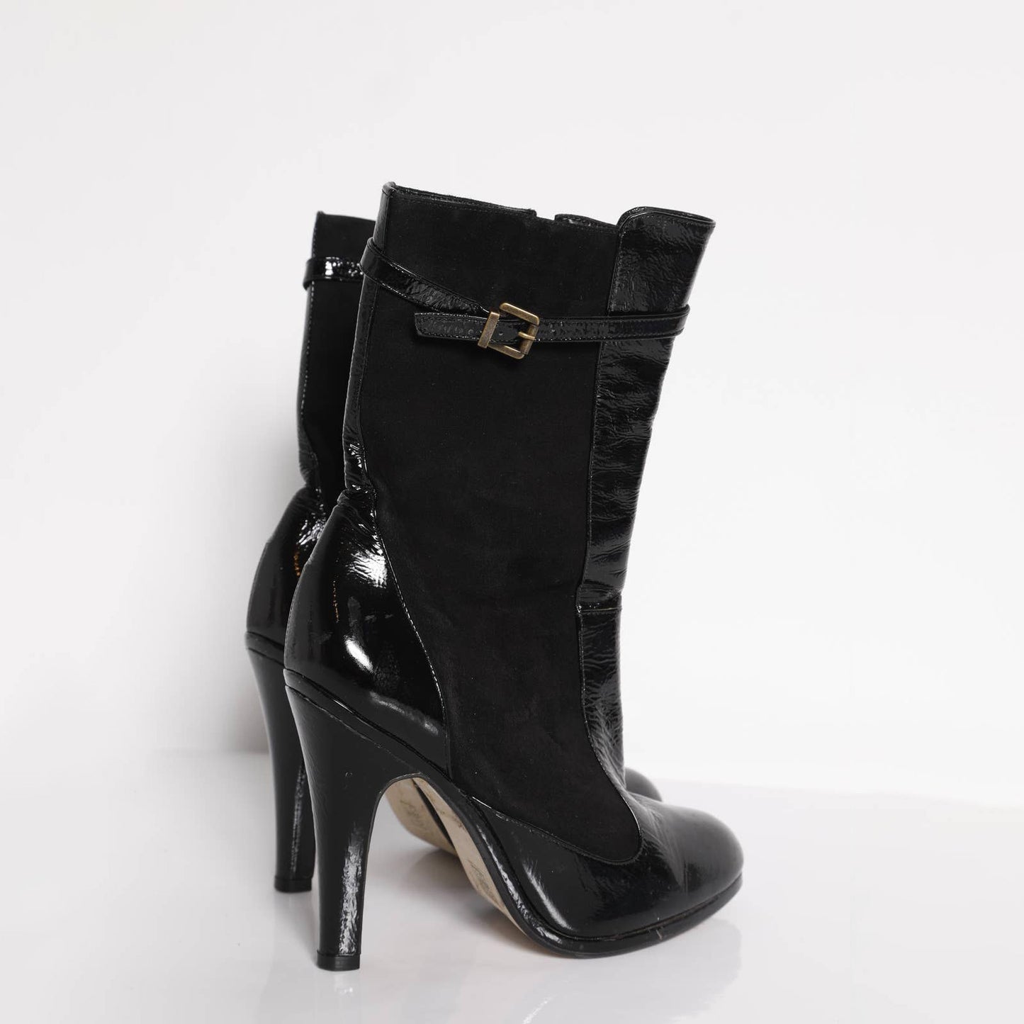 TOPSHOP Vintage Black High Heel Leather and Suede Ankle Boots