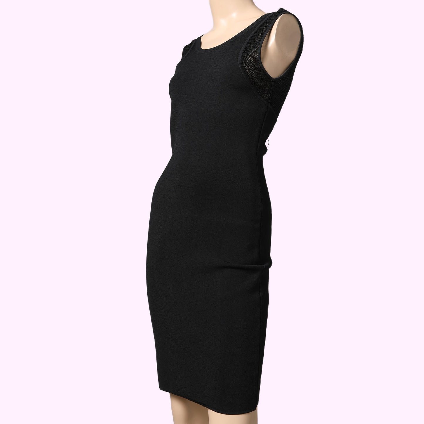 DIANE VON FURSTENBERG Black Sleeveless Bodycon Knit Dress