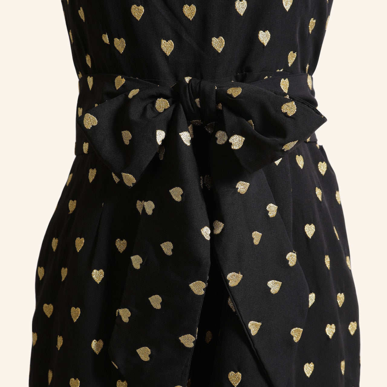 TOPSHOP KATE MOSS Vintage Black and Gold Heart Print Mini Romper