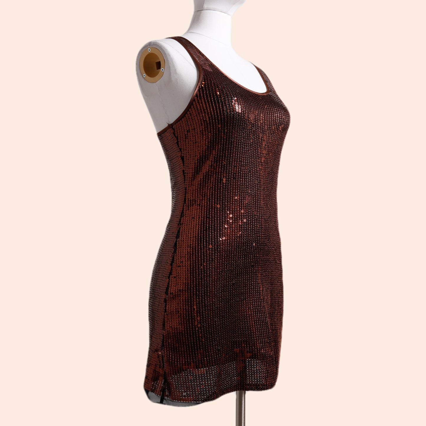 EVENING COLLECTION Vintage Bronze Sequin Tank Mini Dress