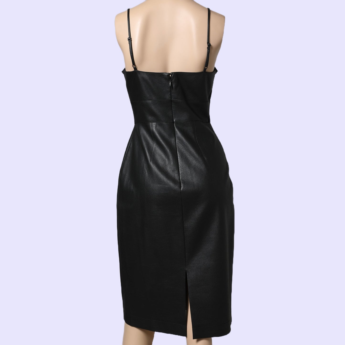 BCBGMAXAZRIA Black Vegan Leather Midi Pencil Dress