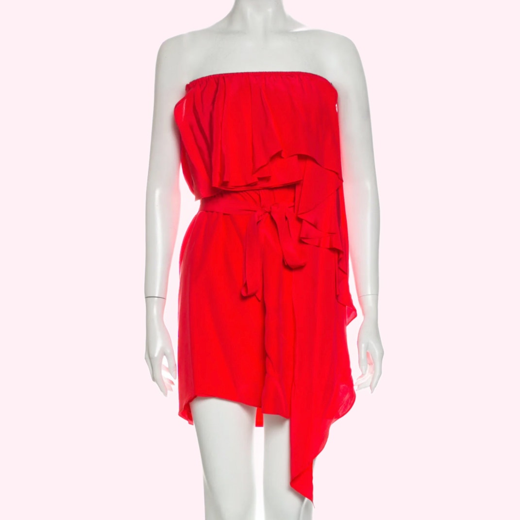 HAUTE HIPPIE Coral Red Strapless Mini Dress