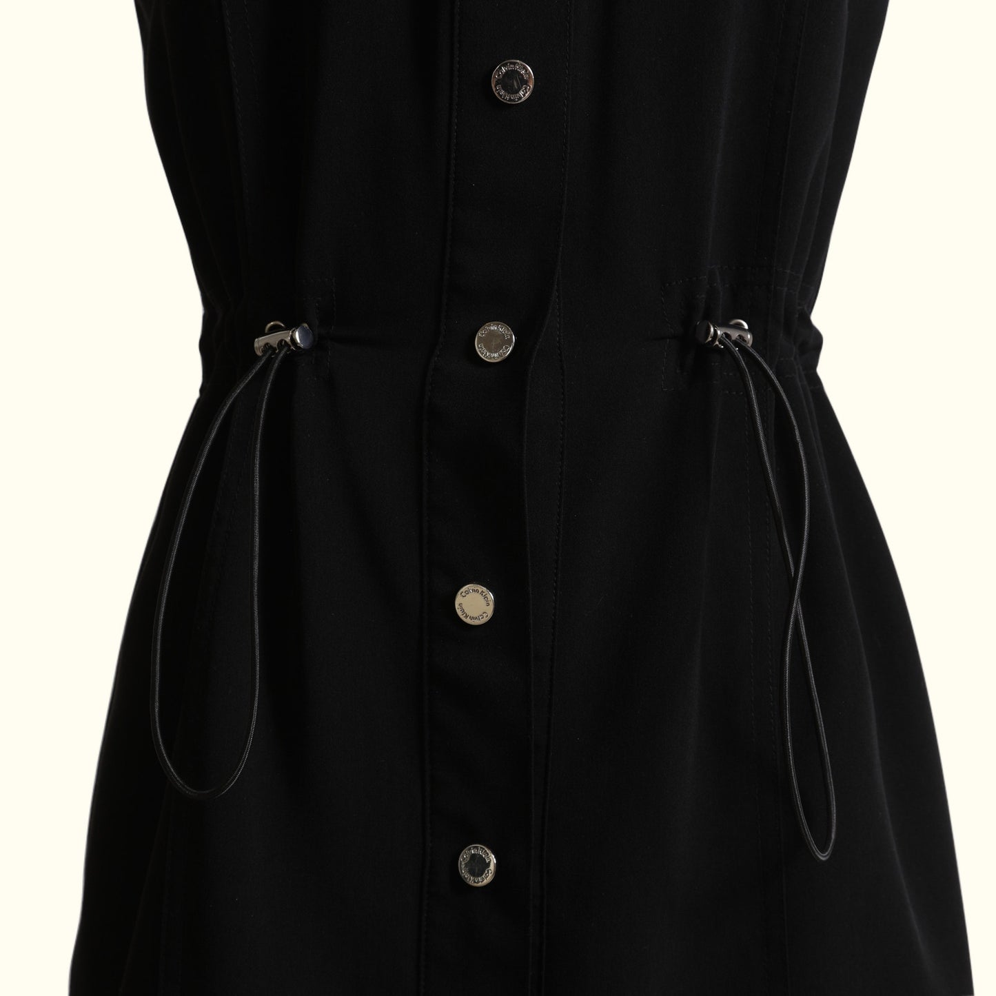 CALVIN KLEIN Black Sleeveless Snap Button Utility Dress