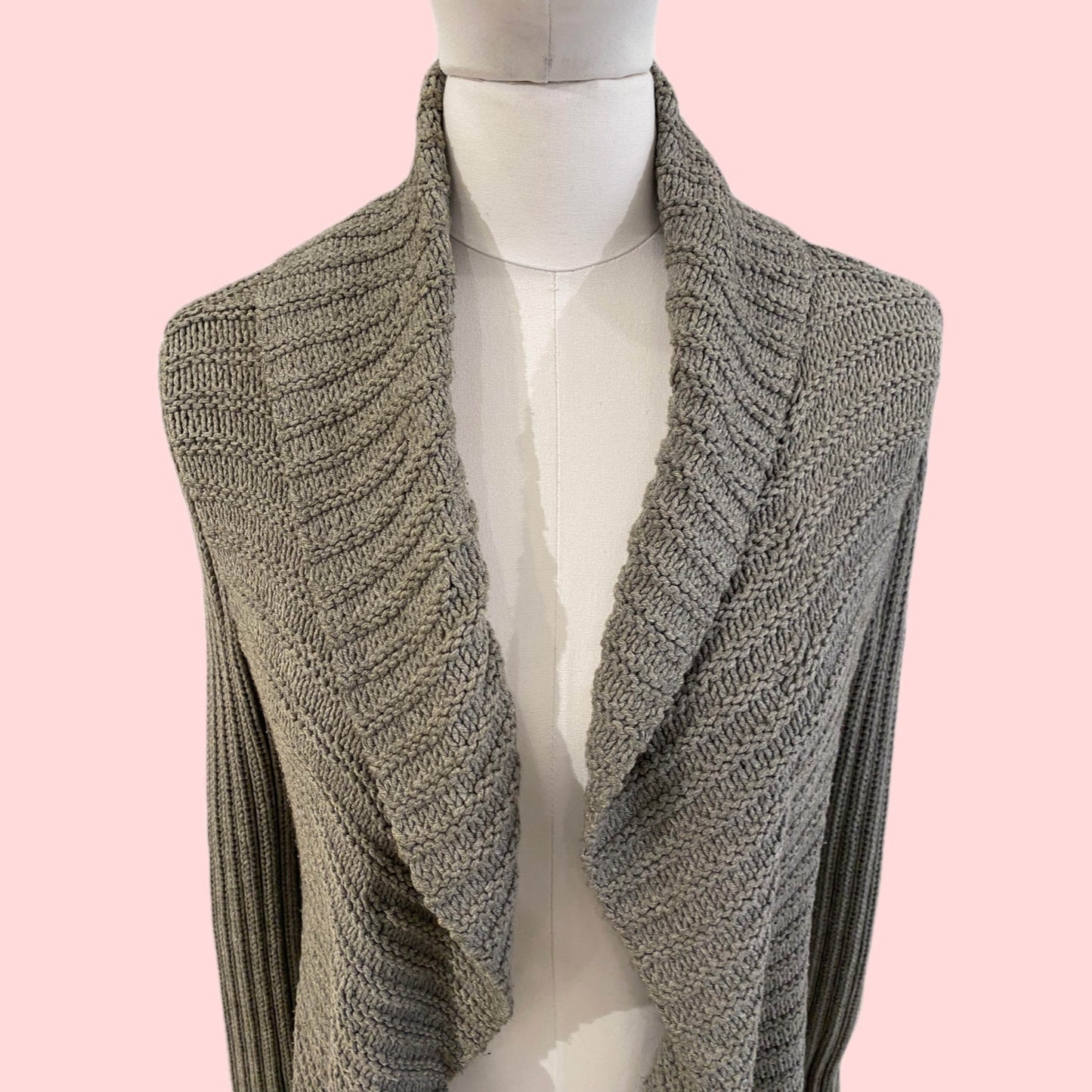 525 AMERICA Gray Open Front Knit Cardigan