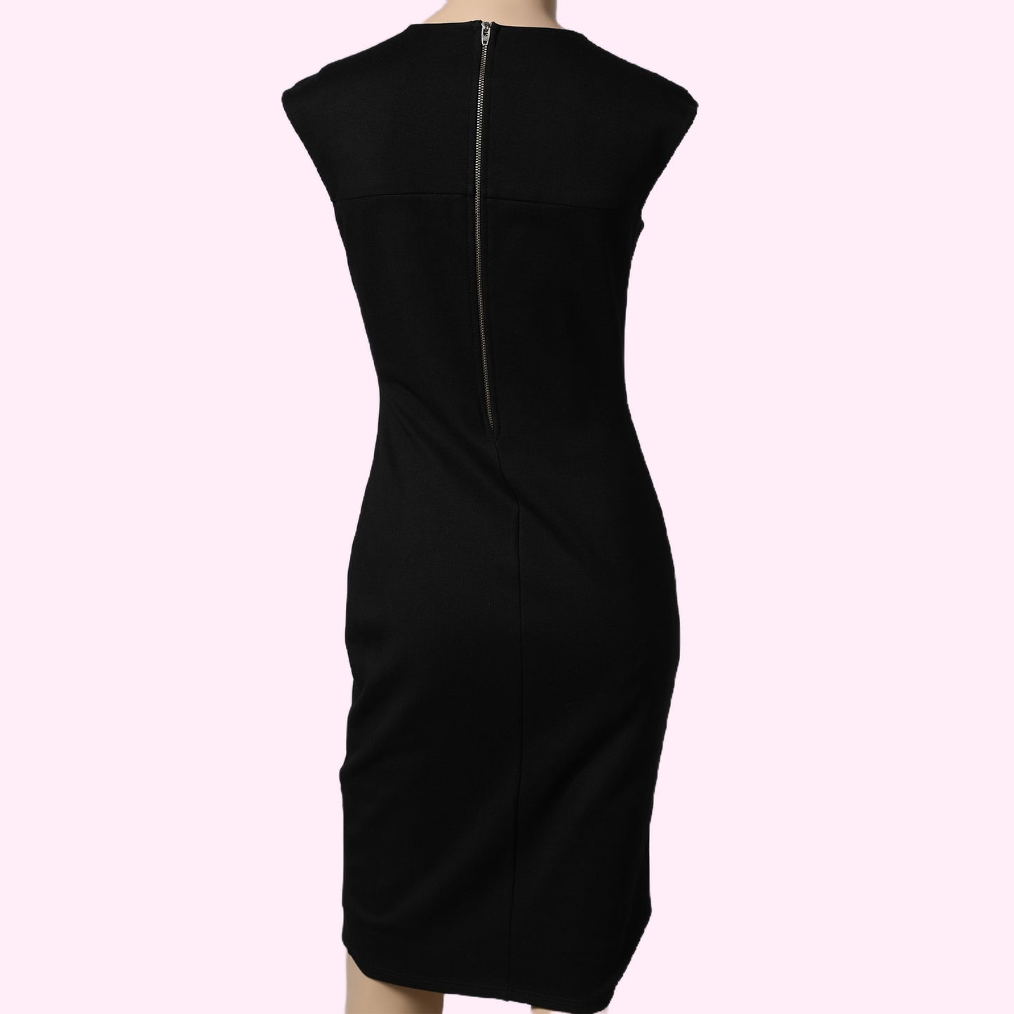 MASON Black Leather Contrast Panel Sleeveless Mini Dress