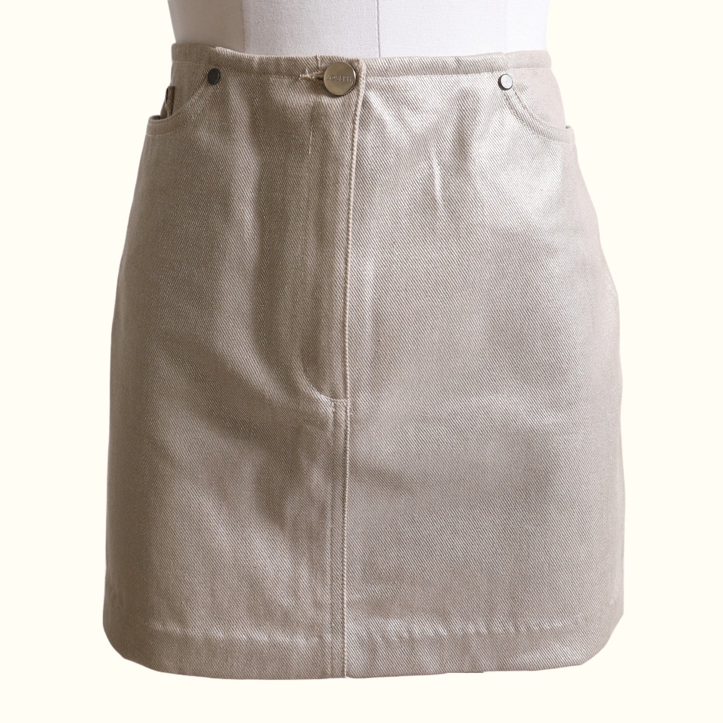 JOSEPH Vintage Metallic Champagne Mini Skirt