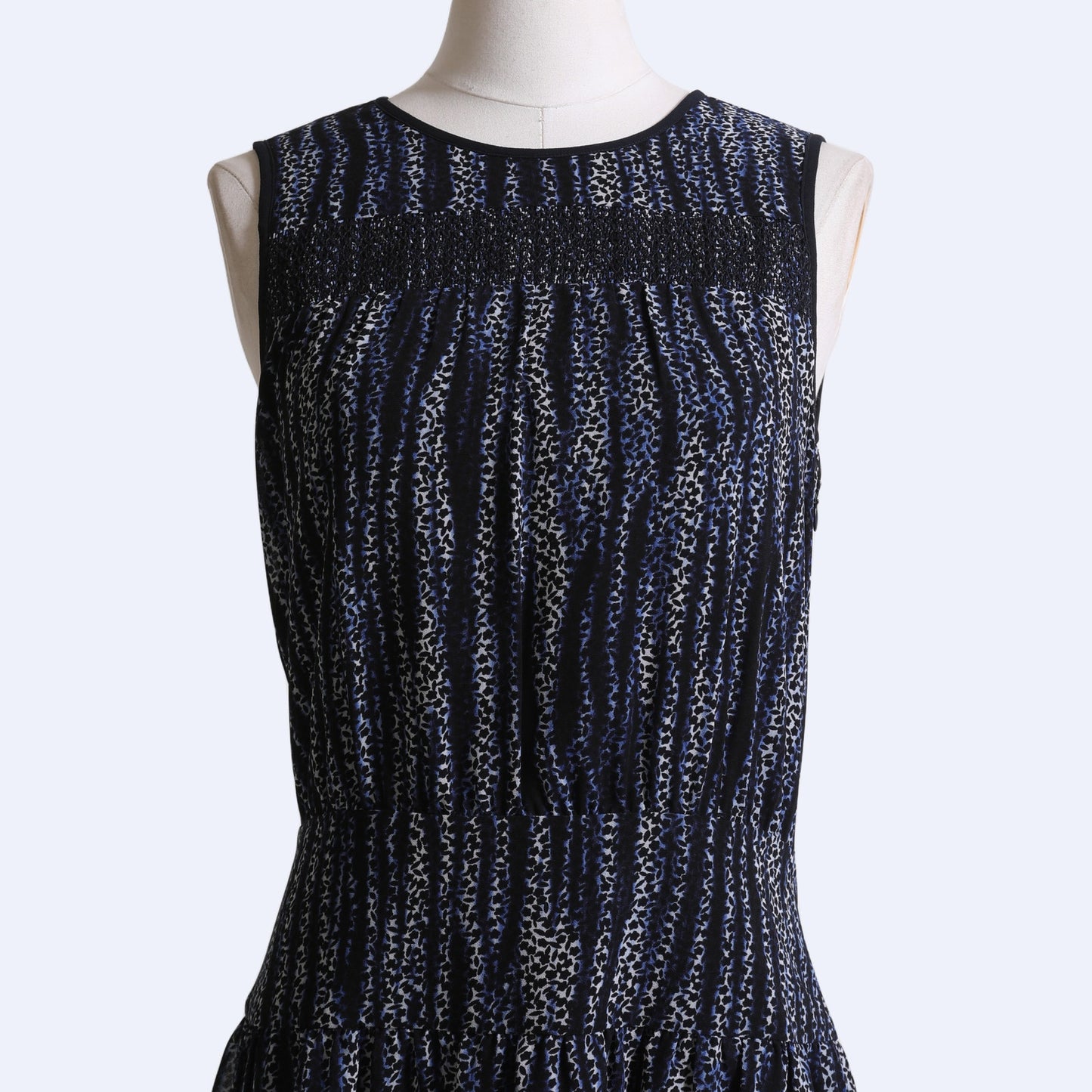 MICHAEL KORS Navy Smocked Georgette Sleeveless Dress