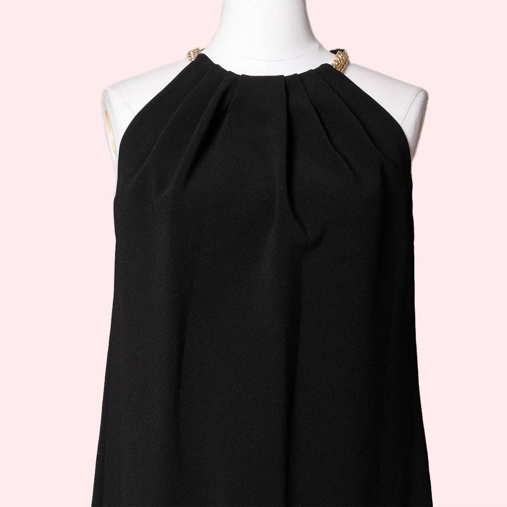 MICHAEL KORS Black Mini Dress with Gold Halter Chain The Untitled Boutique MICHAEL KORS Black Mini Dress with Gold Halter Chain The Untitled Boutique