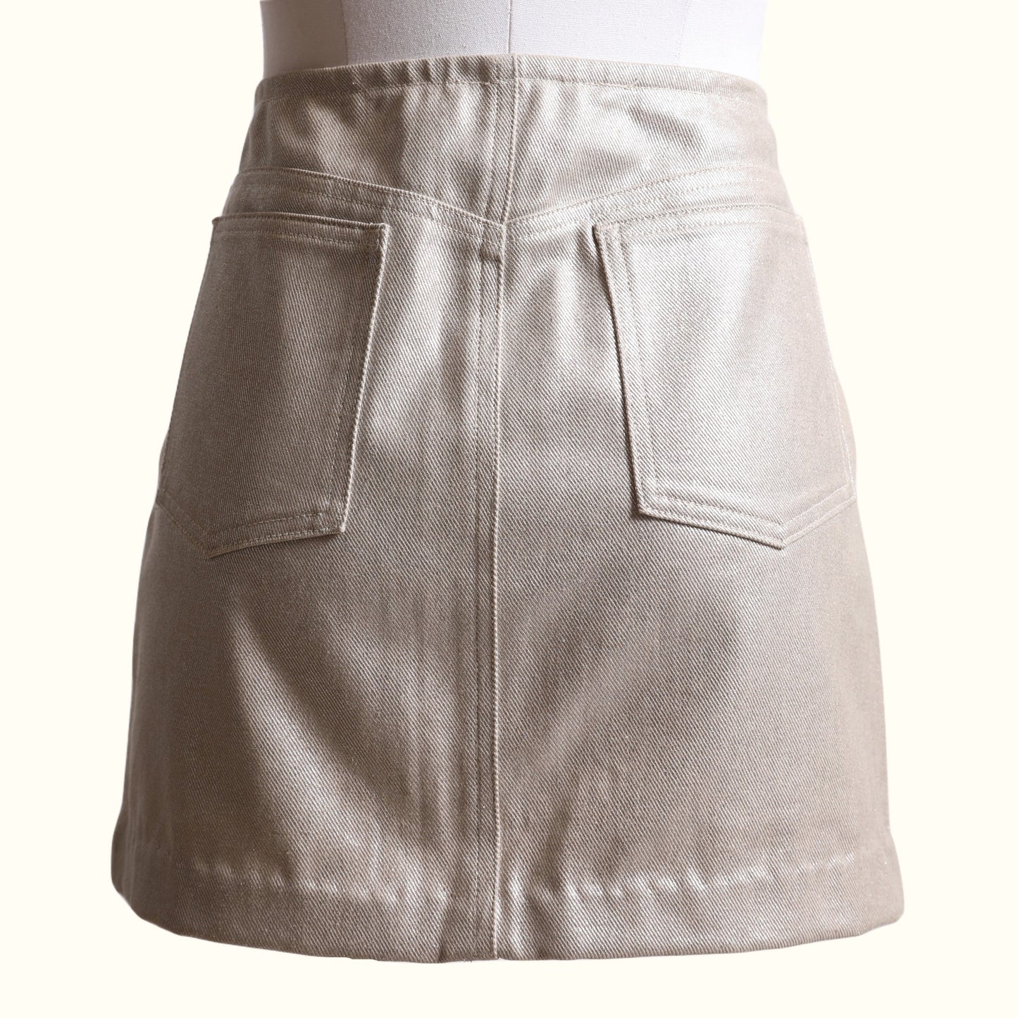 JOSEPH Vintage Metallic Champagne Mini Skirt