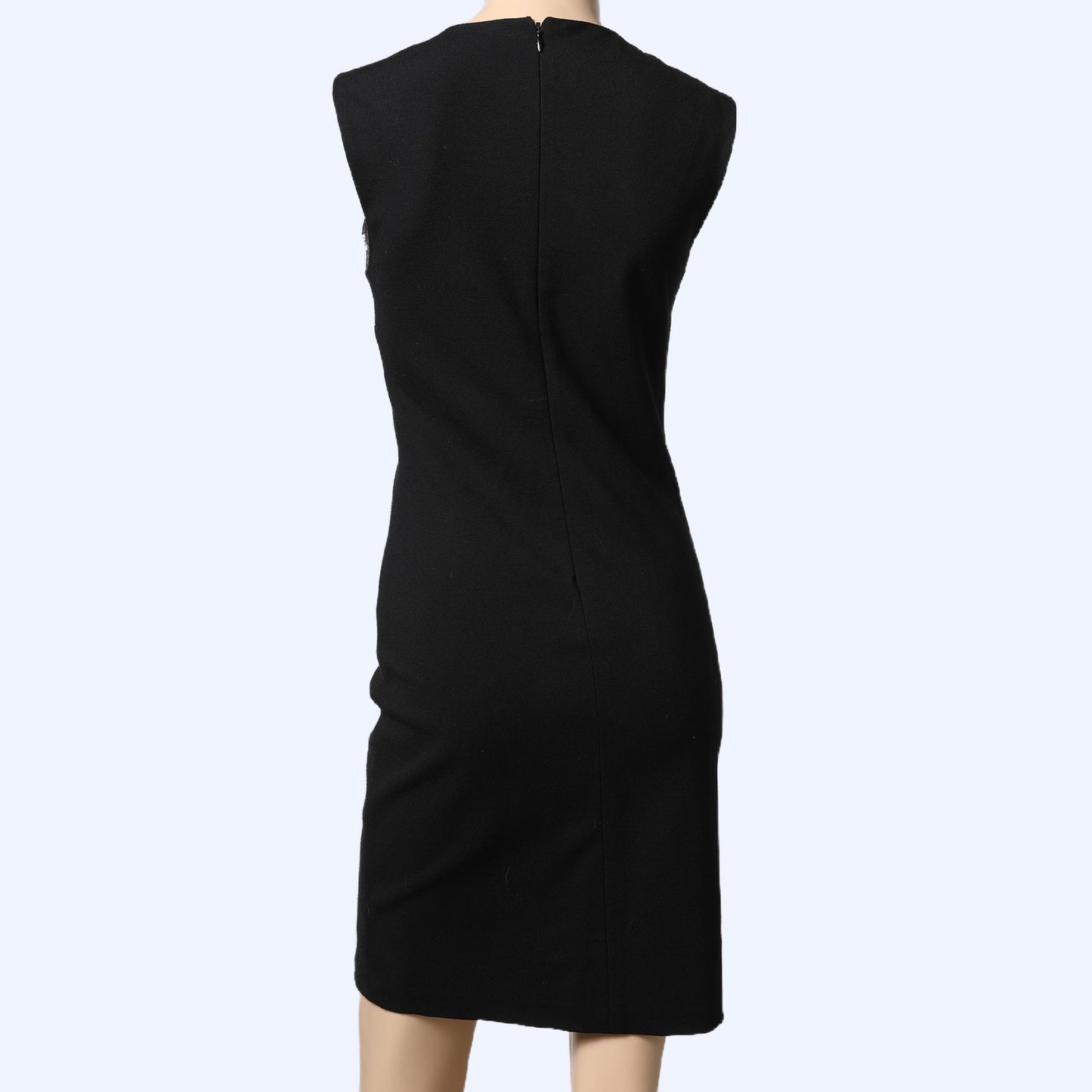 DIANE VON FURSTENBERG Stagewave Black Geometric Knit Wool Blend Sheath Dress