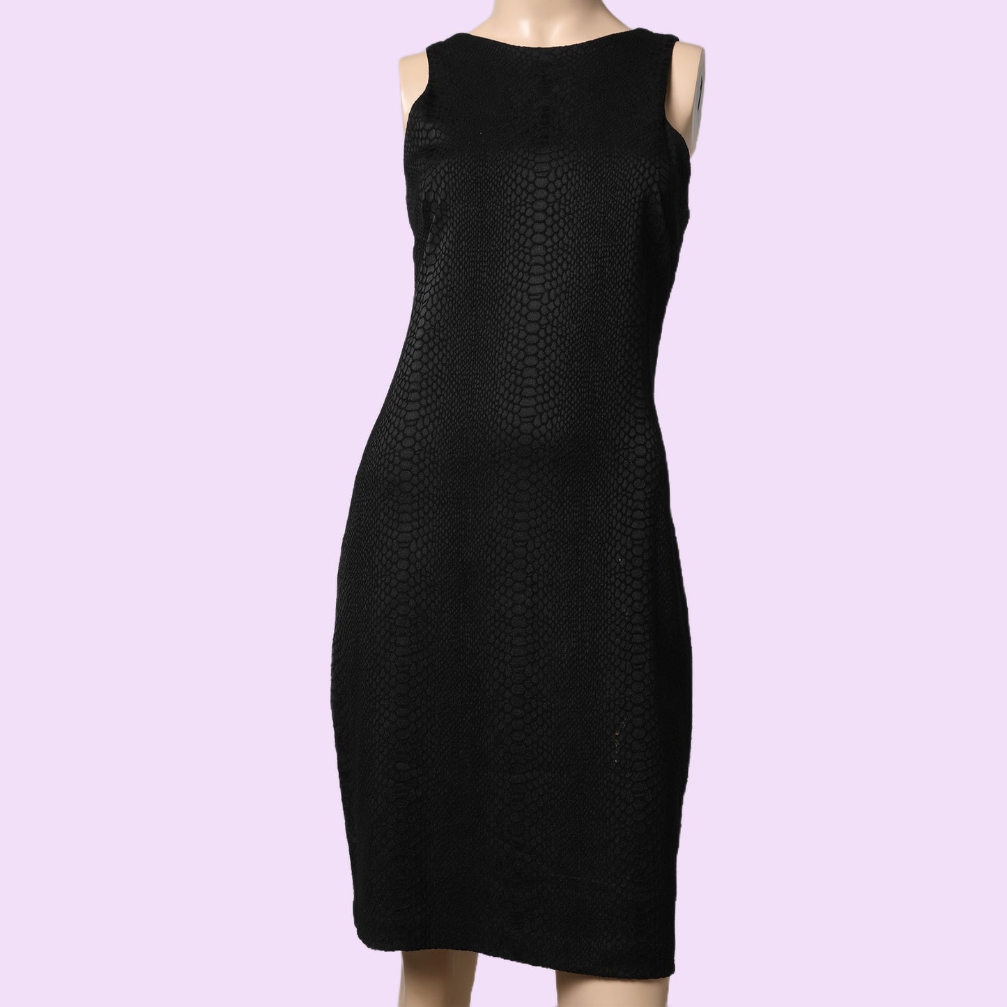 KAREN KANE Black Snake Jacquard Textured Stretch Sheath Knee Length Dress