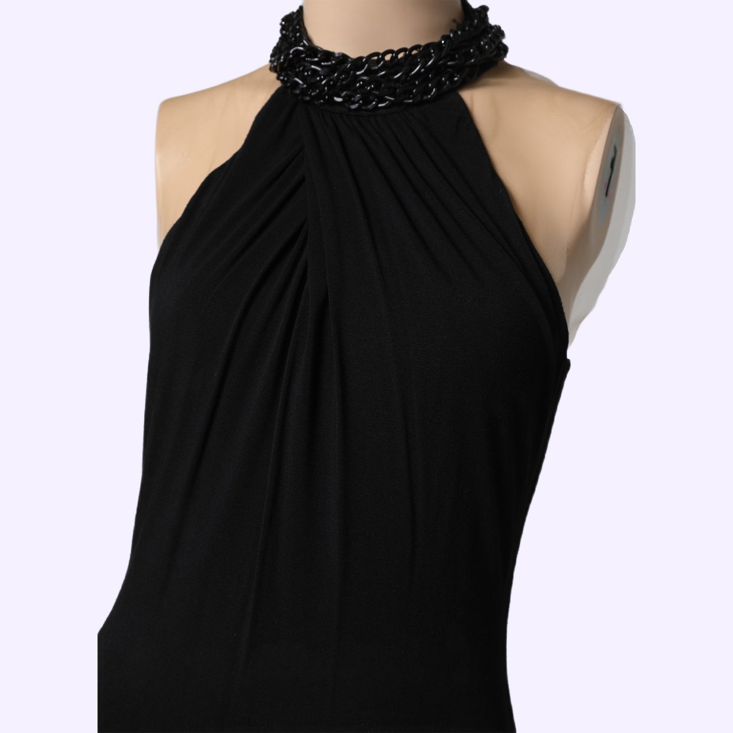 BAILEY44 Black Jersey Halter Chain Neck Dress