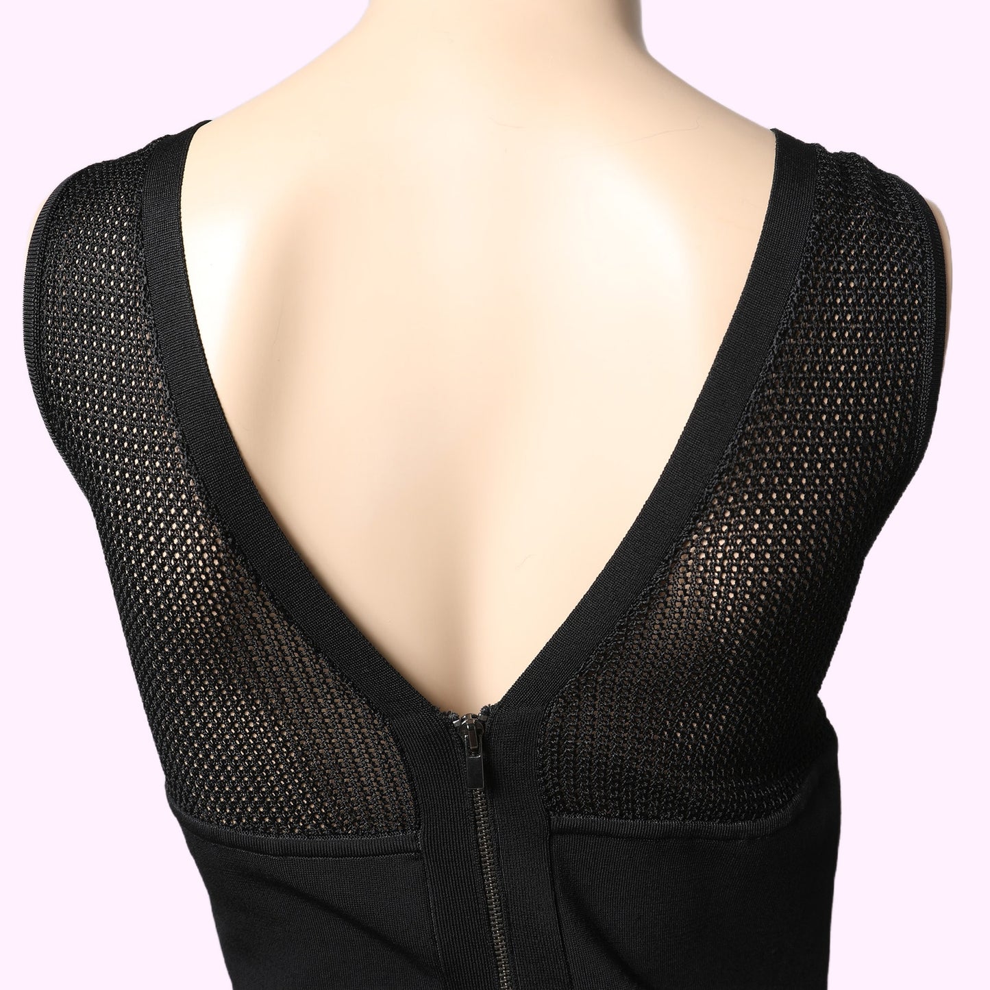 DIANE VON FURSTENBERG Black Sleeveless Bodycon Knit Dress