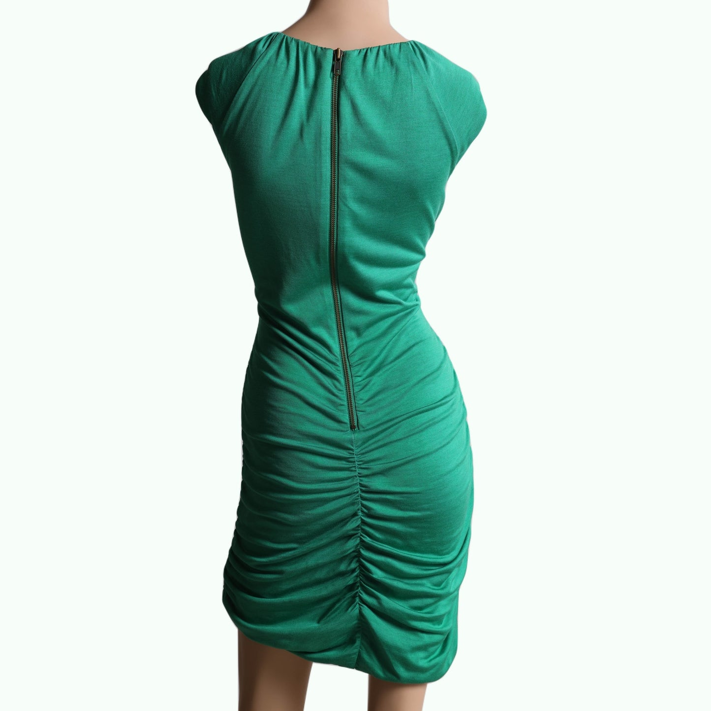 DIANE VON FURSTENBERG Vintage Green Ruched Sleeveless Dress