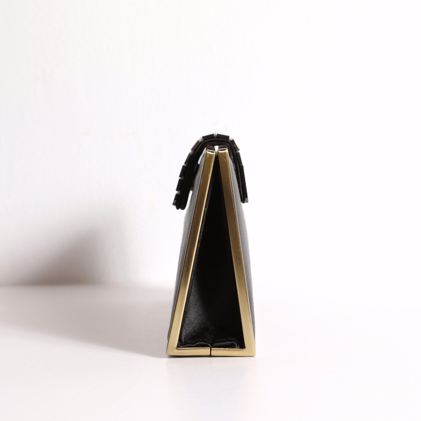 BCBGMAXAZRIA Black Box Retro Style Clutch with Gold Details + Chain