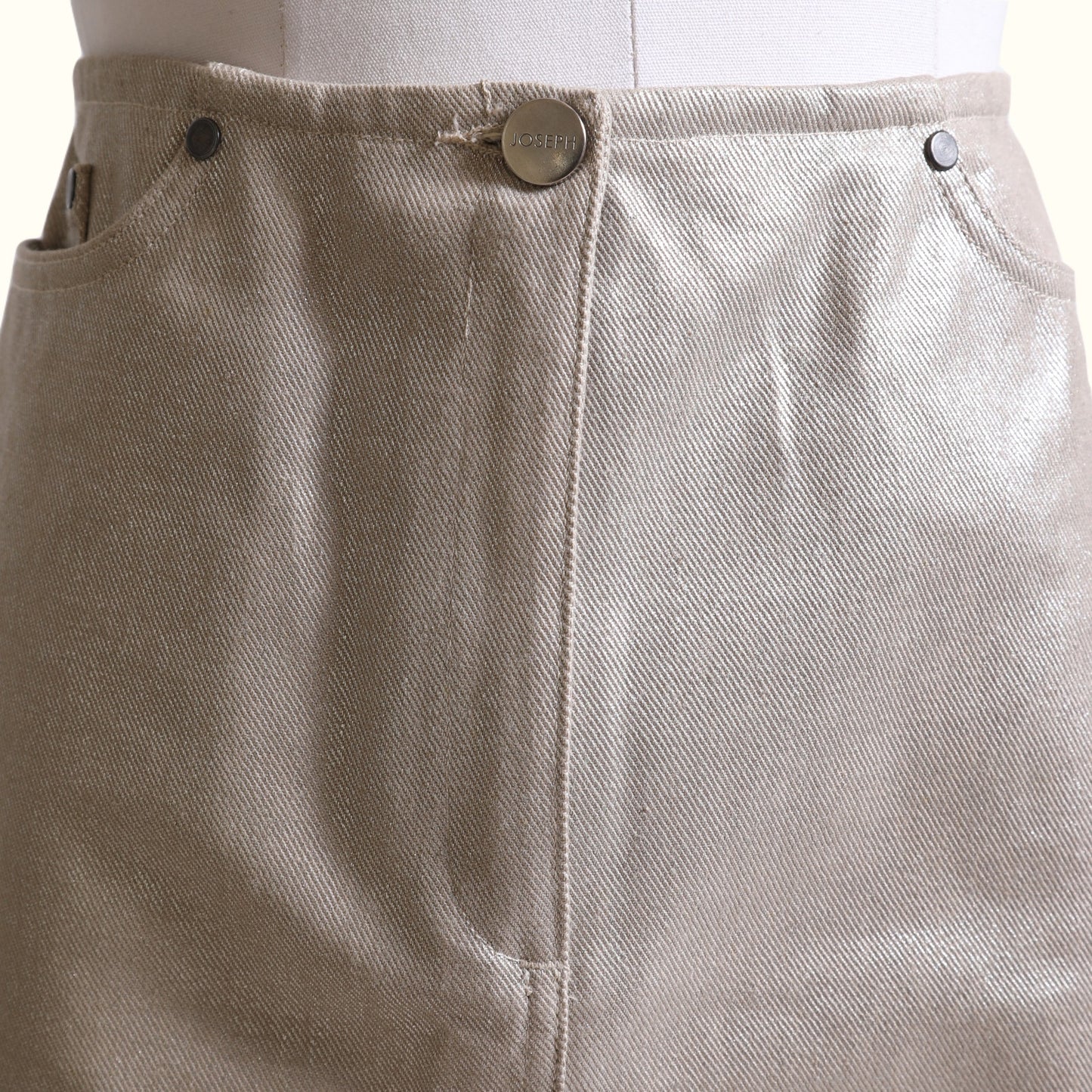 JOSEPH Vintage Metallic Champagne Mini Skirt