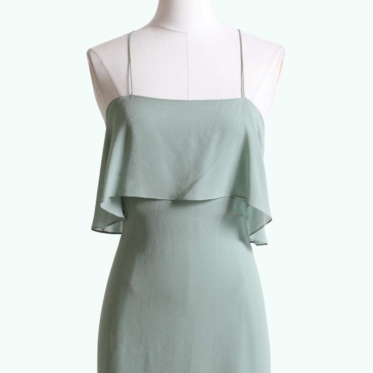 JOSEPH Vintage Mint Green Silk Ruffled Sleeveless Mini Dress