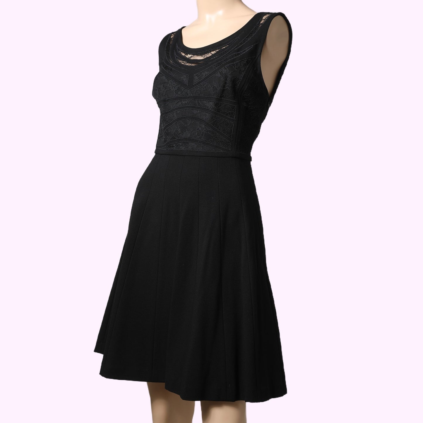 DIANE VON FURSTENBERG Black Lace Bodice Fit & Flare Dress