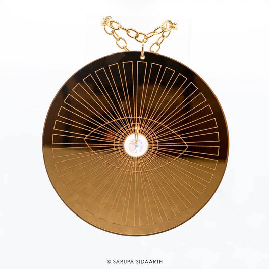 SARUPA SIDAARTH Gold Evil Eye Amulet Large Pendant Crystal Acrylic Necklace