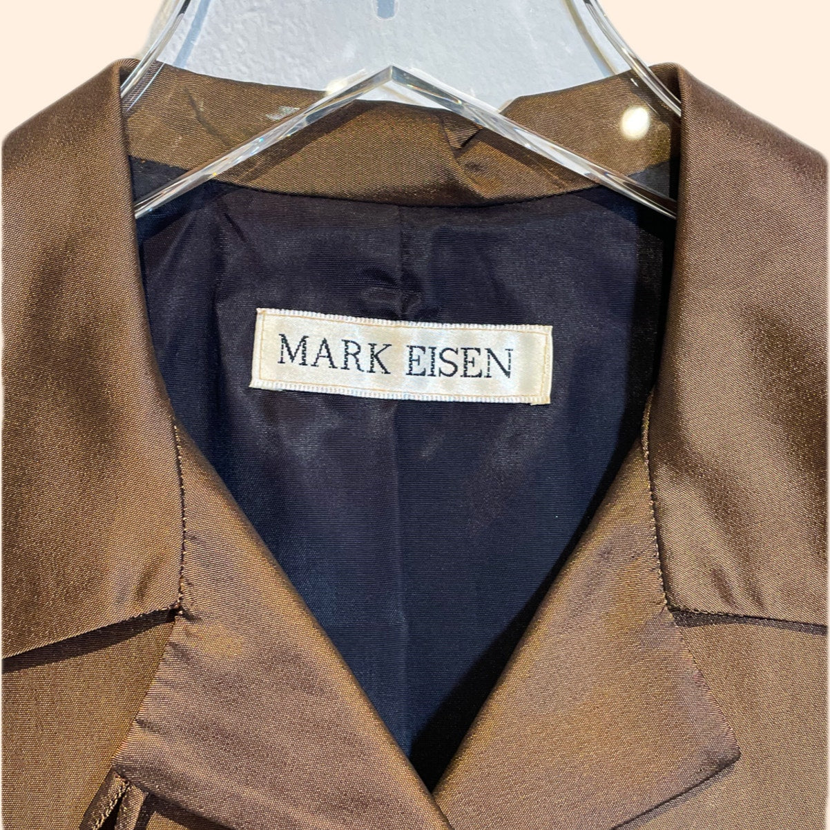 MARK EISEN Vintage Y2K Bronze Satin Blazer + Mini Skirt Set