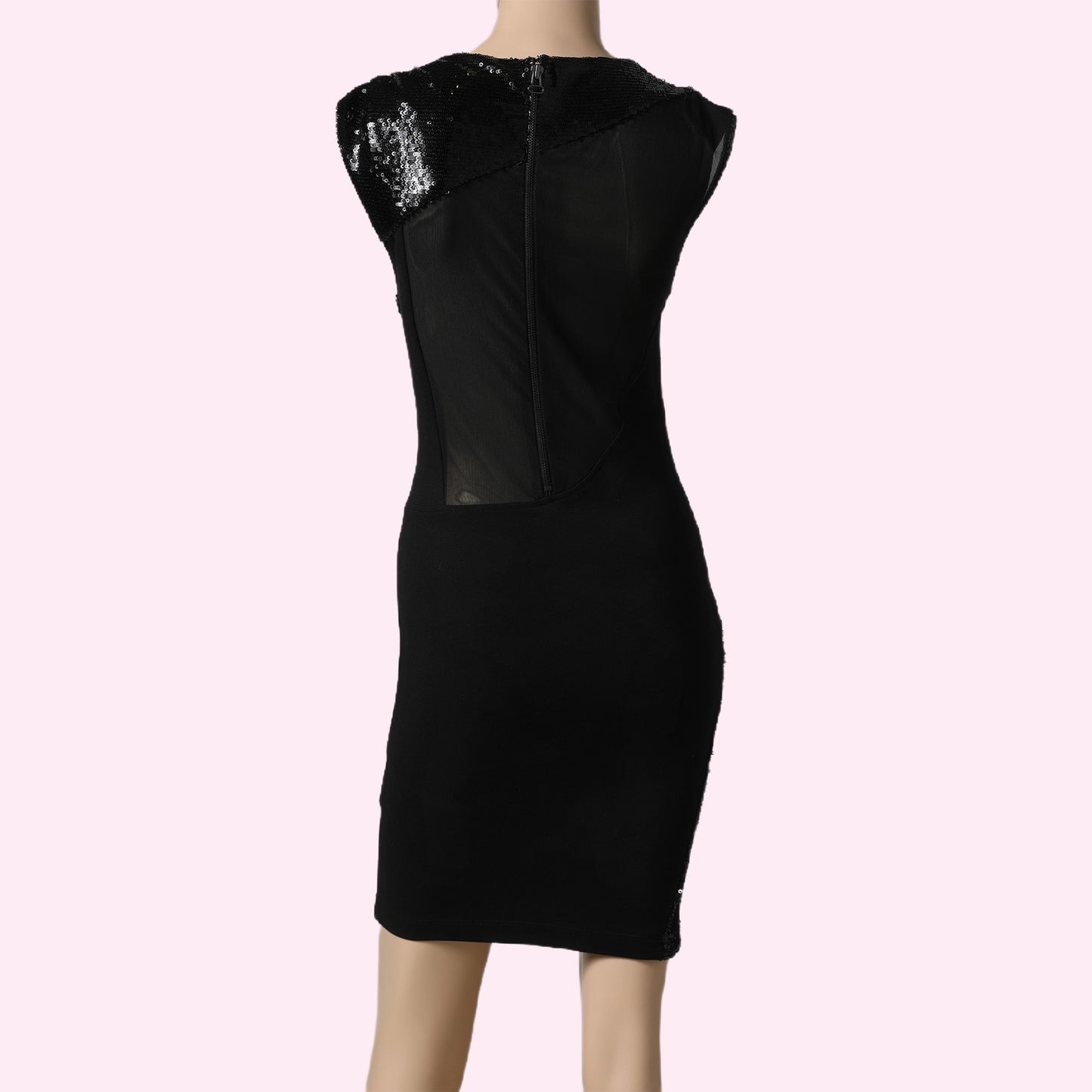 ALICE + OLIVIA Black Sequin Embellished Sleeveless Mini Dress
