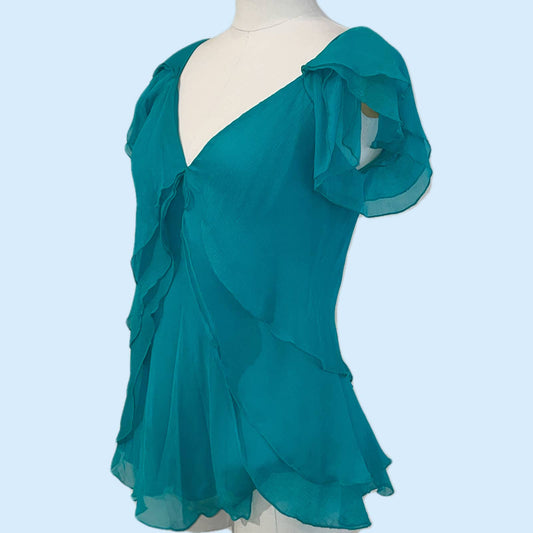 DIANE VON FURSTENBERG Turquoise Silk Blouse