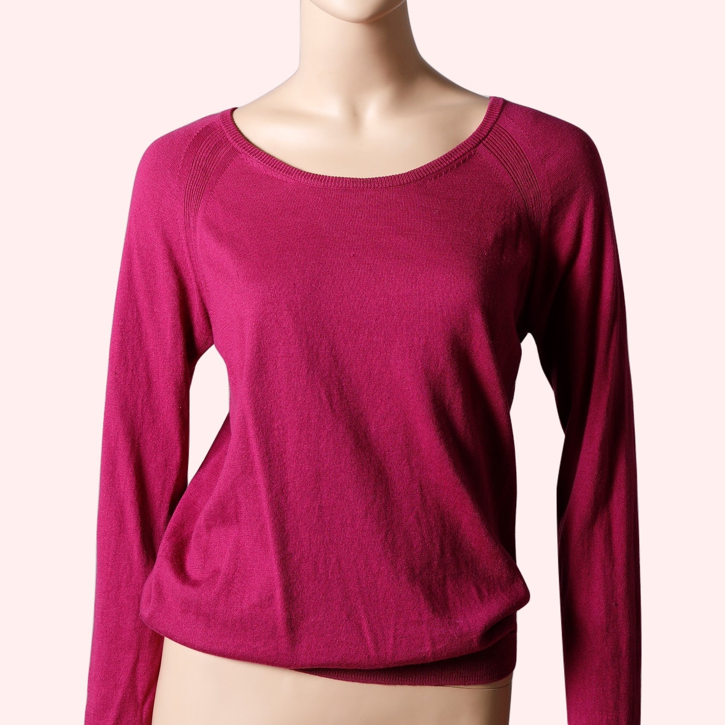 SANDRO Magenta Pink Braided Open Back Long Sleeve Silk Sweater