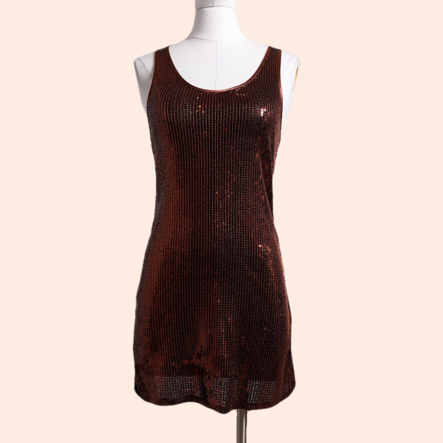 EVENING COLLECTION Vintage Bronze Sequin Tank Mini Dress