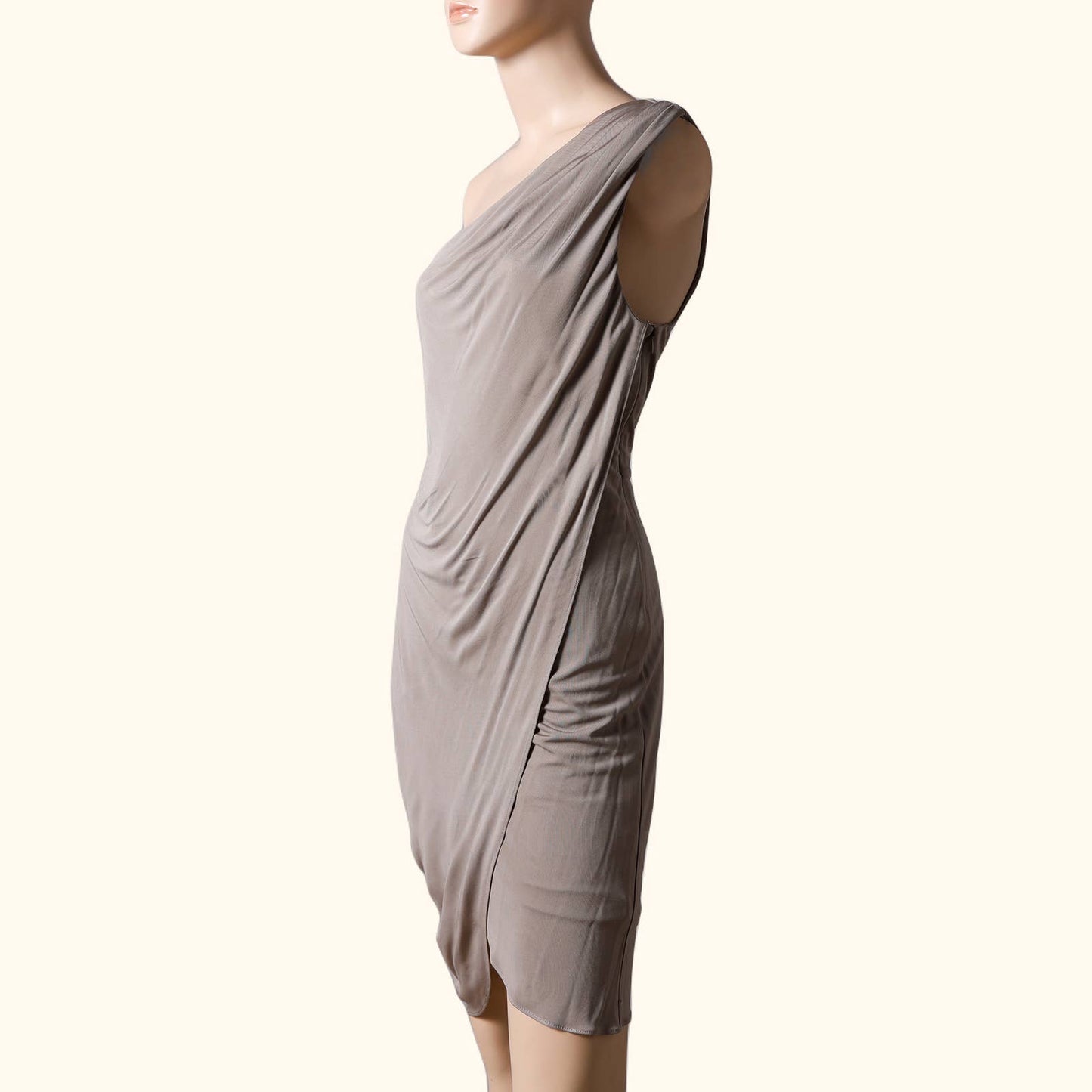 RAMY BROOK Light Gray One Shoulder Draped Dress