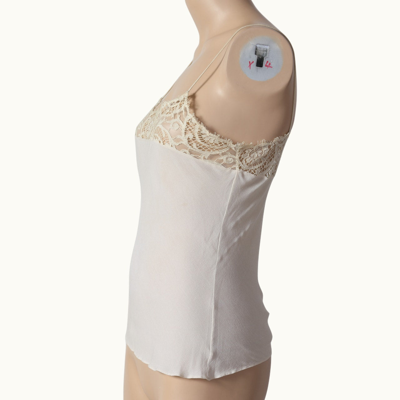 CATHERINE BRICKHILL Vintage Y2K Cream Lace Trim Camisole Tank Top