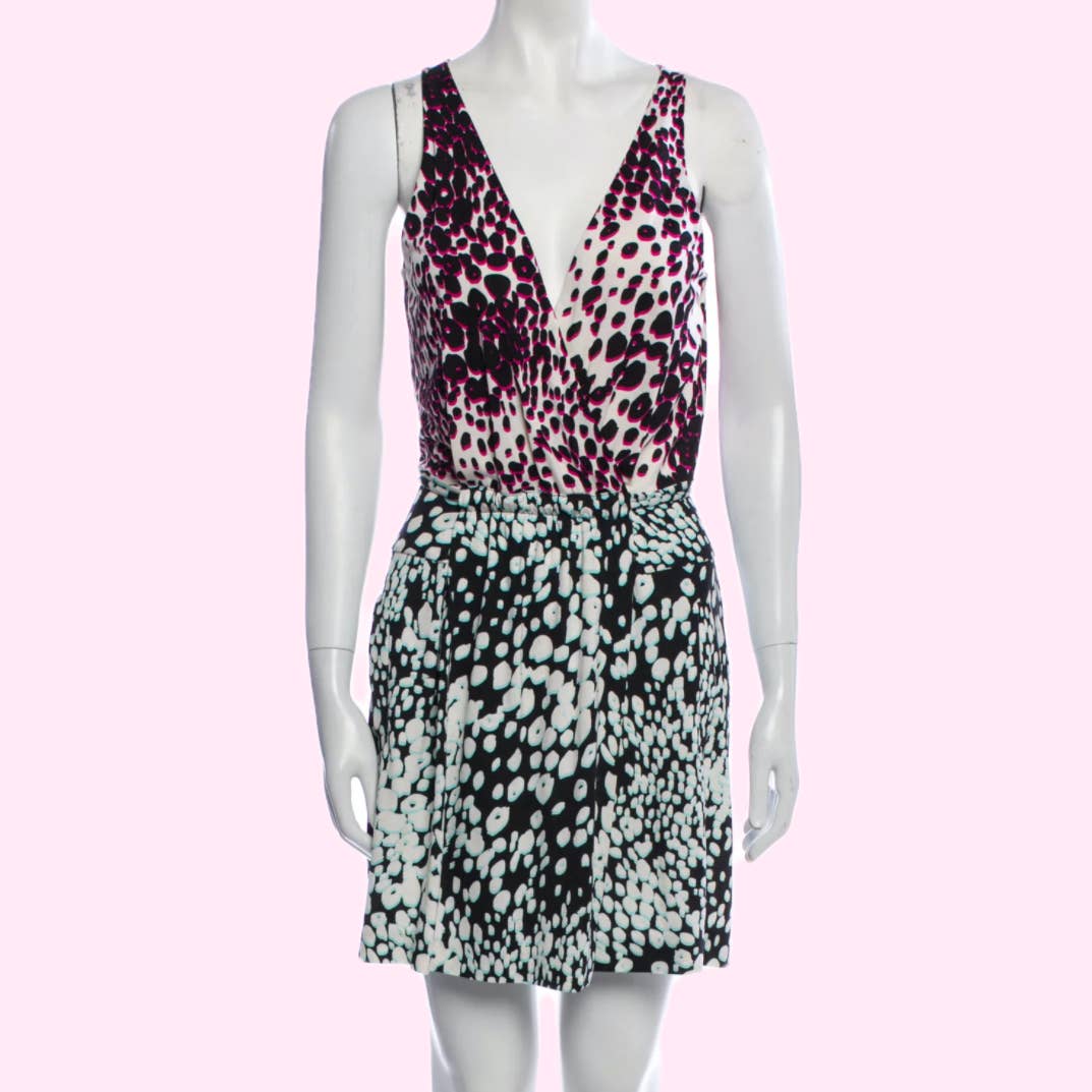 DIANE VON FURSTENBERG Multicolor Printed Sleeveless Silk Mini Dress