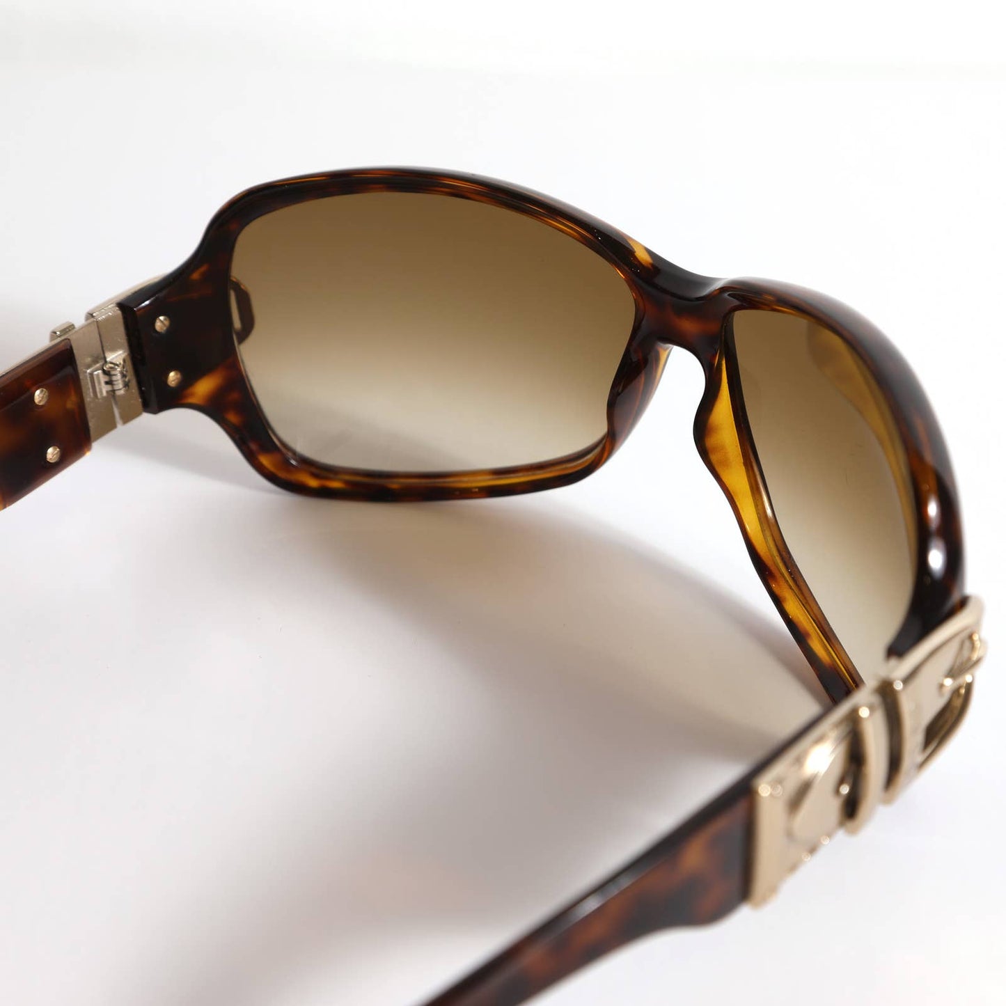 GUCCI Vintage Sunglasses Brown Tortoise with Gold Buckle