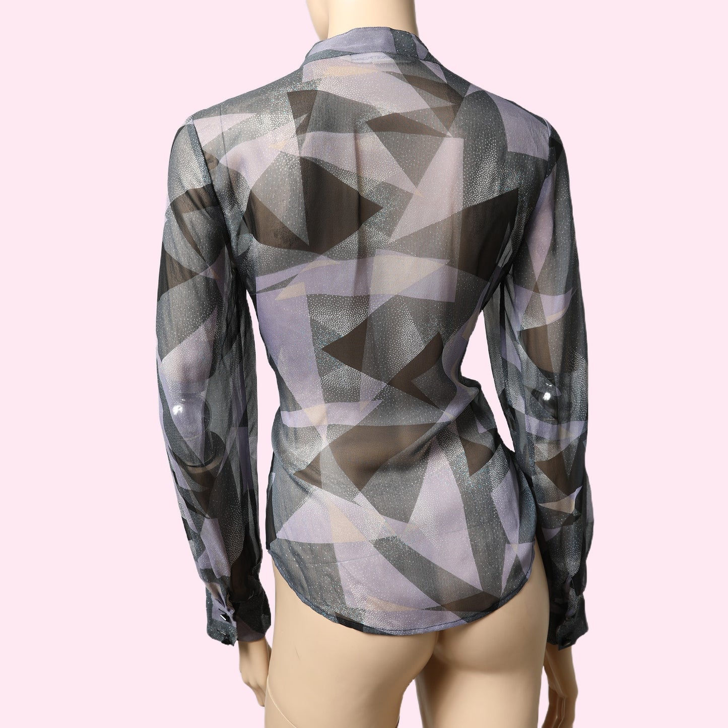 DIANE VON FURSTENBERG Vintage Y2K Purple and Gray Silk Sheer Twist Front Top