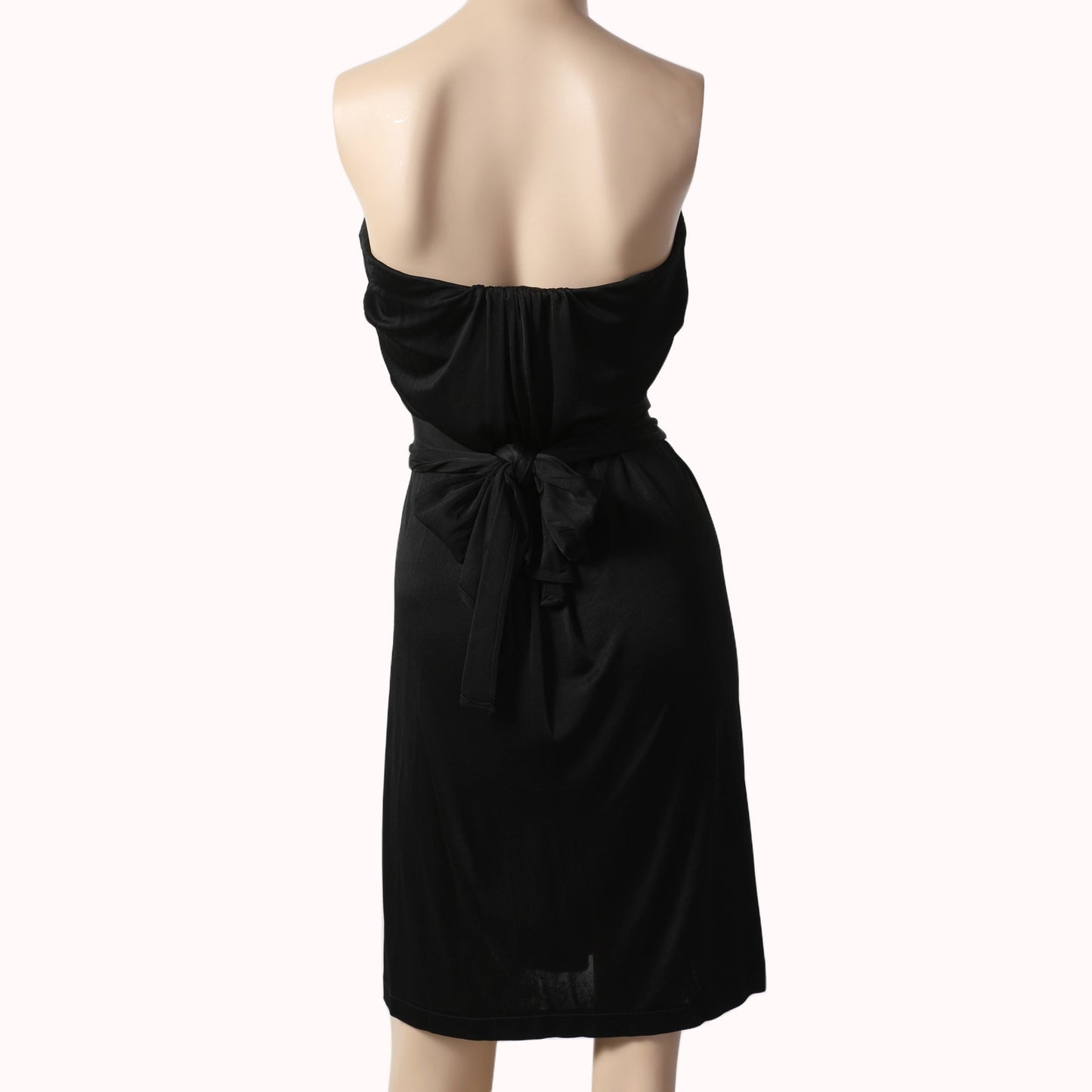 MAJE Black Strapless Ruched Mini Dress