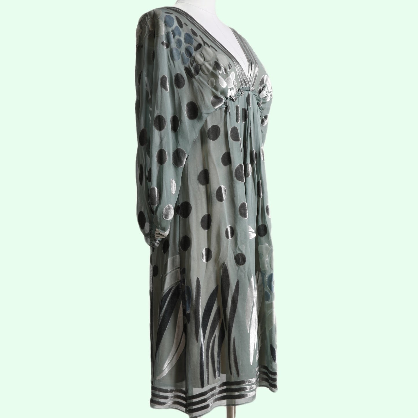 BCBGMAXAZRIA RUNWAY Turquoise Patterned Silk and Velvet Vintage Y2K Dress