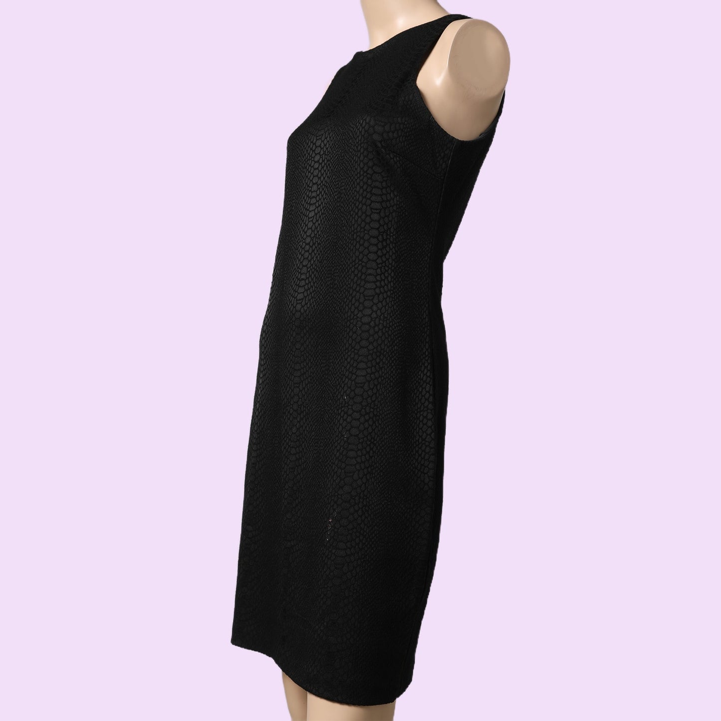 KAREN KANE Black Snake Jacquard Textured Stretch Sheath Knee Length Dress