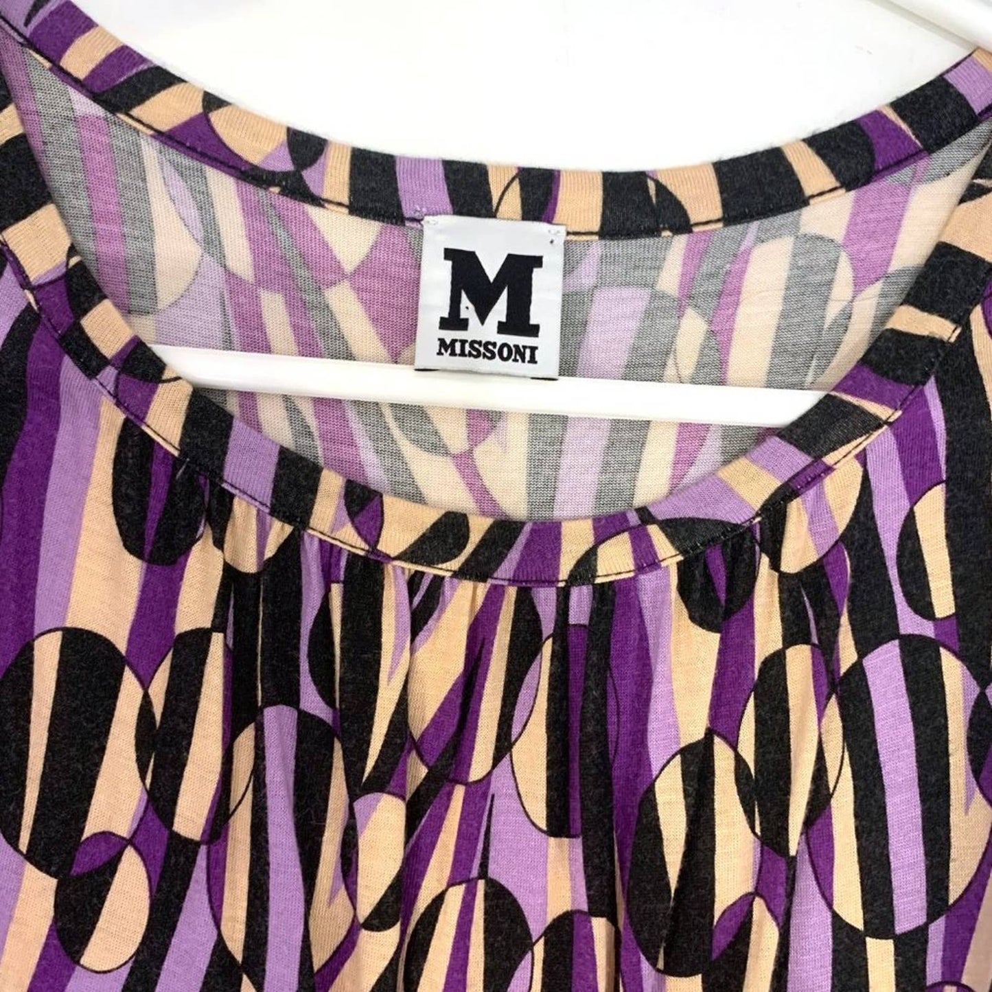 M MISSONI Multicolor Lavender Printed Knee Length Sleeveless Dress  