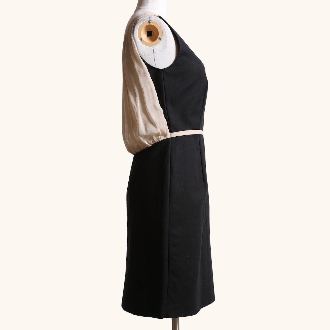 VIVIENNE TAM Black and Nude Draped Sheath Dress