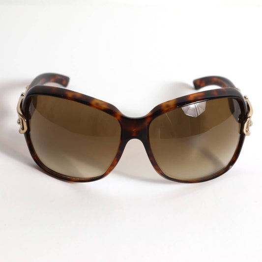 GUCCI Vintage Sunglasses Brown Tortoise with Gold Buckle