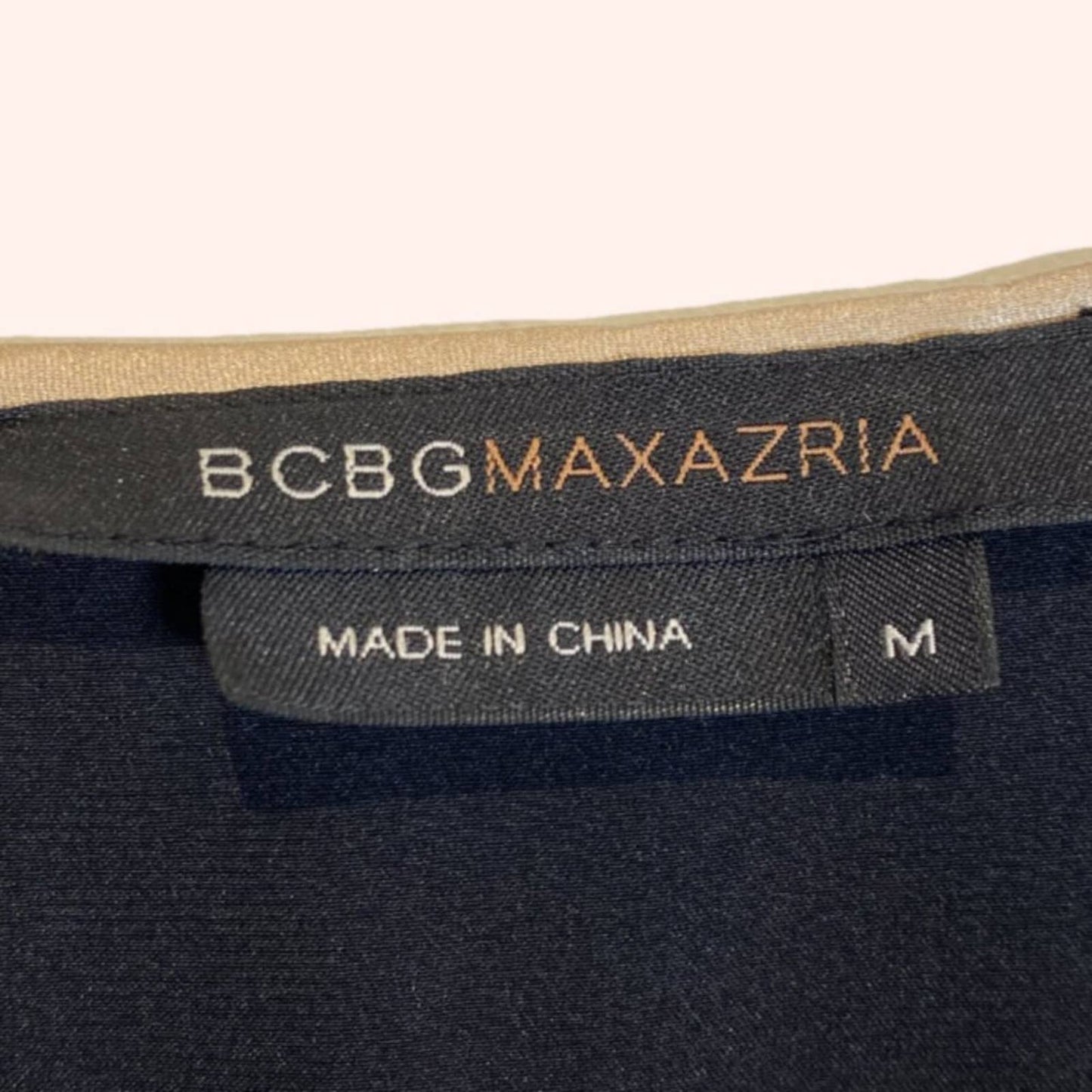 BCBGMAXAZRIA Black with Gold Lining Short Sleeve Silk Blouse