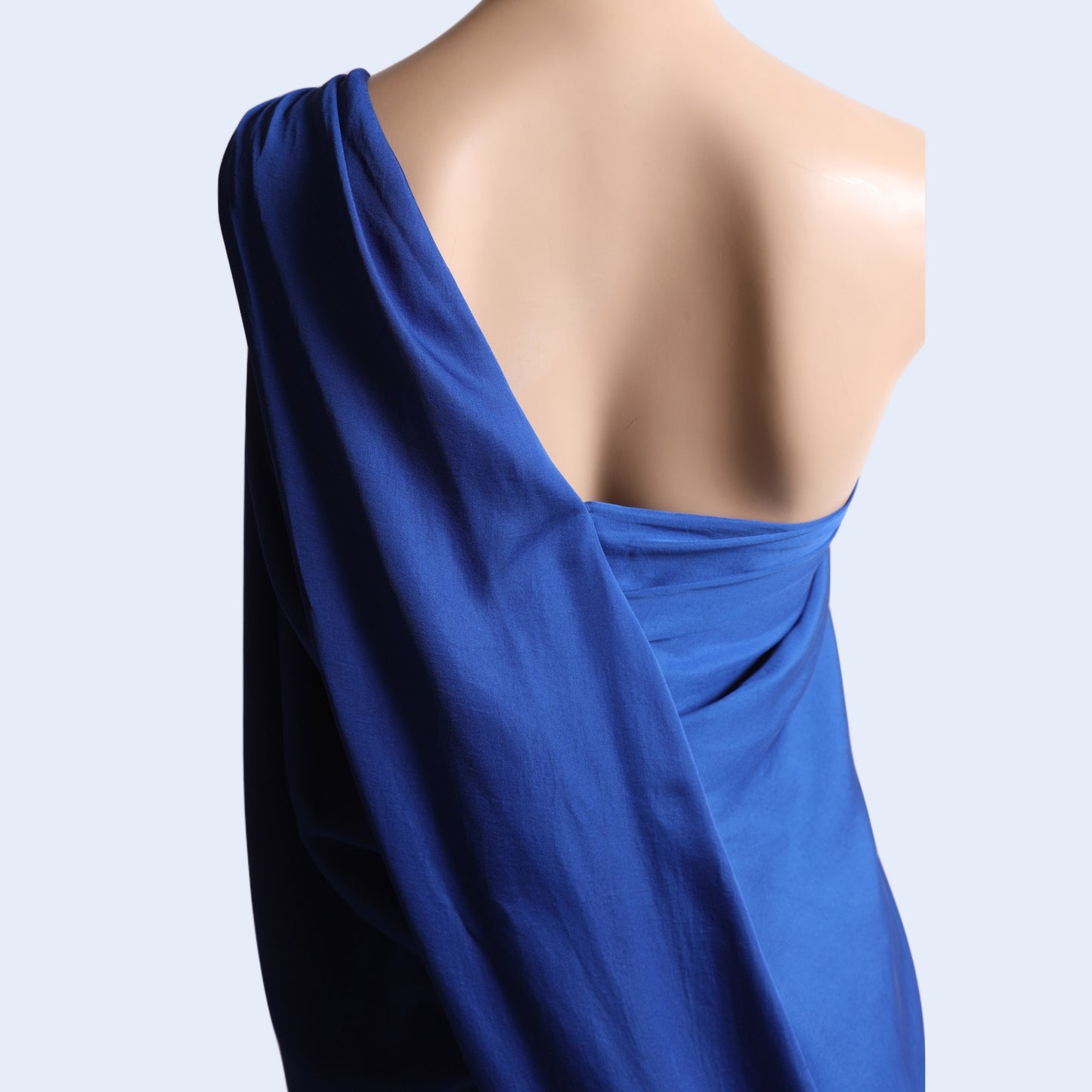 BCBGMAXAZRIA Vintage Blue One Shoulder Draped Mini Dress
