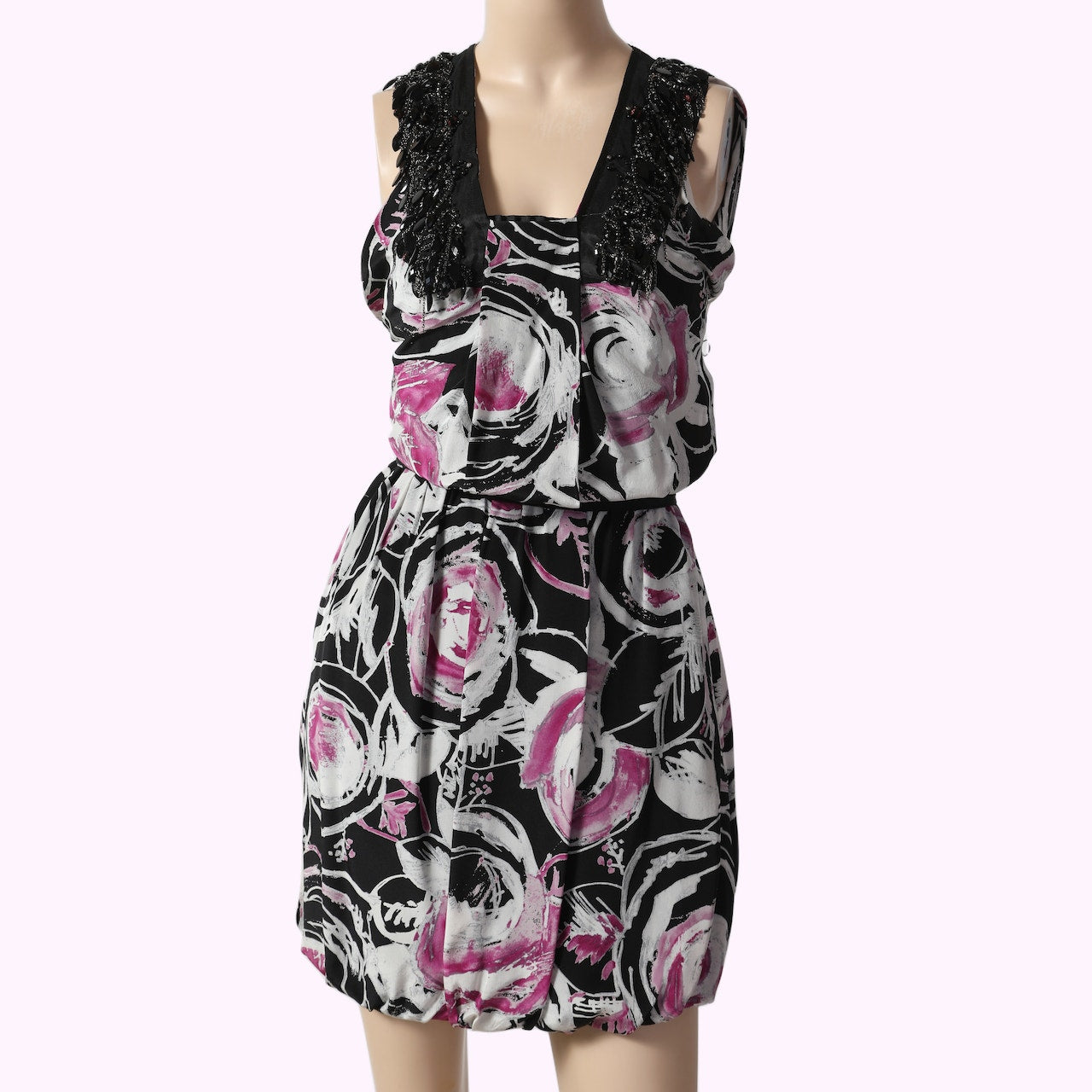 ROBERT RODRIGUEZ Floral Print Mini Silk Dress